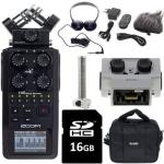 Recorder ZOOM H6, incl. all kit microphones and extra Zoom SSH-6 stereo shotgun microphone capsule, transport case